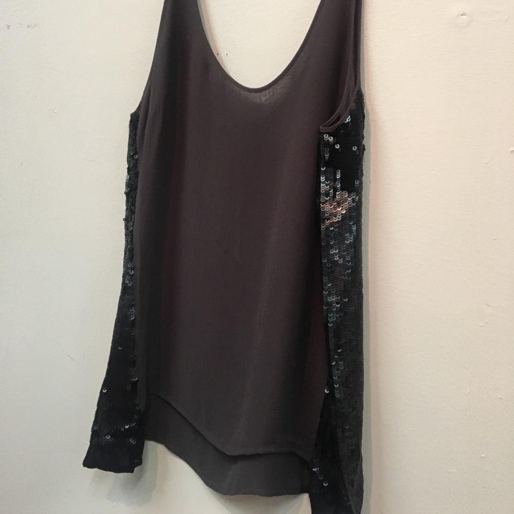 All Saints Madison Grey / Black sequin vest tank